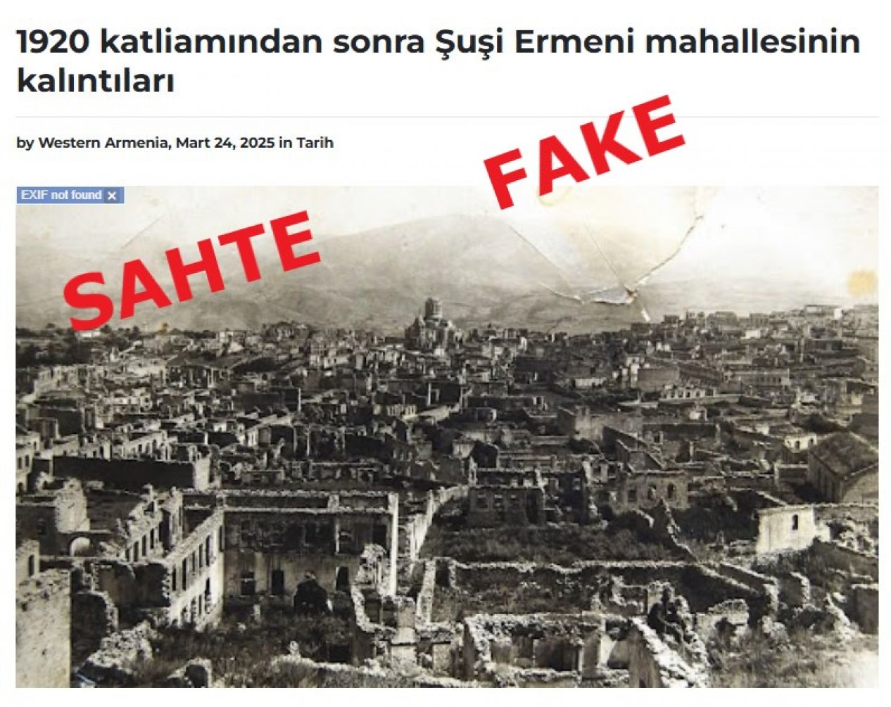 1920 yılında Şuşa'da Ermeni katliamı yaşandığı doğru mu?!